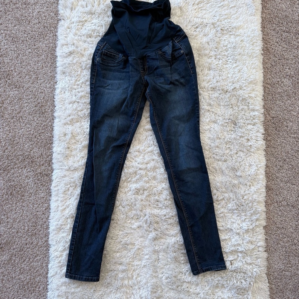 Indigo Blue Maternity Skinny Jeans Dark Wash Low Rise Size XS